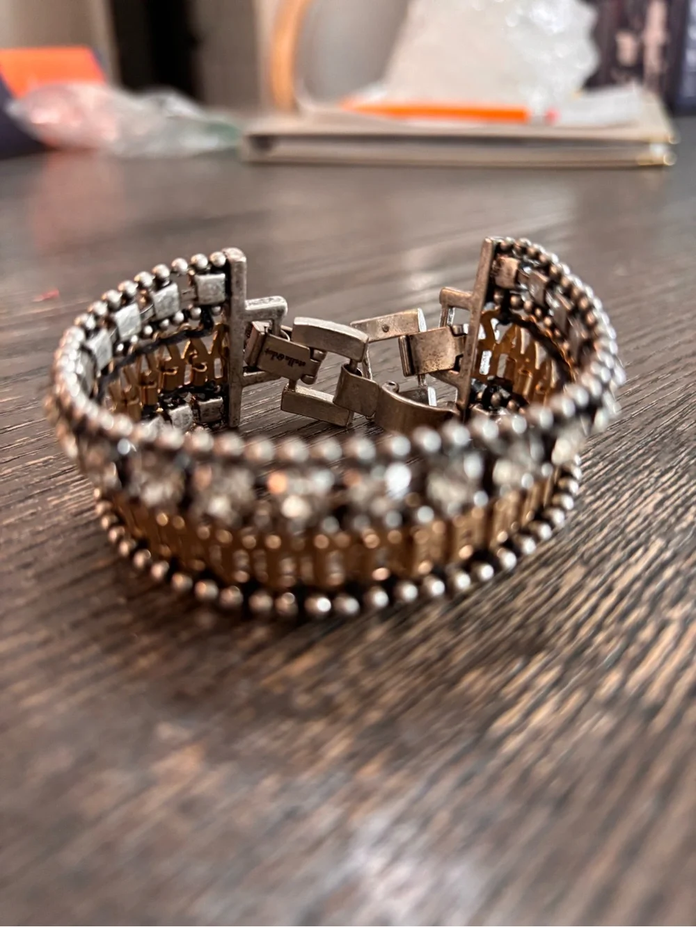 Stella & Dot Petra Crystal Statement Bracelet - Gold and Silver- retired